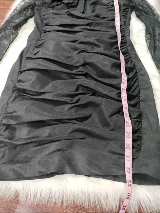 Vintage Jessica McClintock Lace Taffeta Ruched Mini Prom Dress 10 - Picture 12 of 15